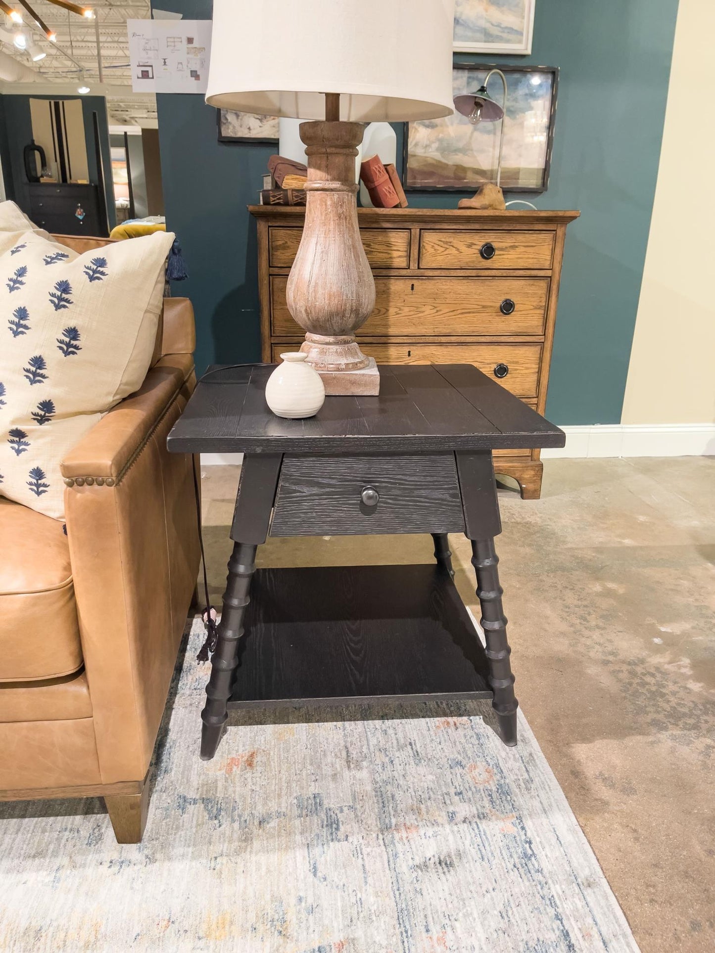 Vintage Market - Splayed Bobbin Leg 1 Drawer End Table