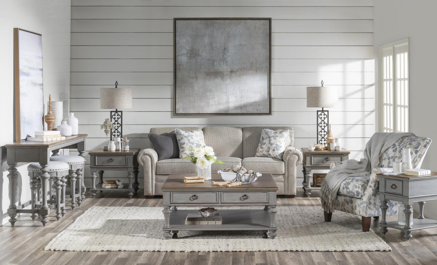 Kingston - Square End Table - Sandalwood Brown / Tweed Gray