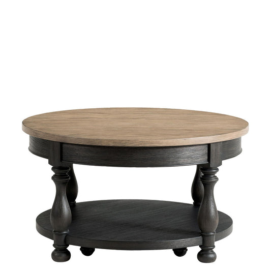 Barrington Two Tone - Round Cocktail Table - Antique Oak / Matte Black
