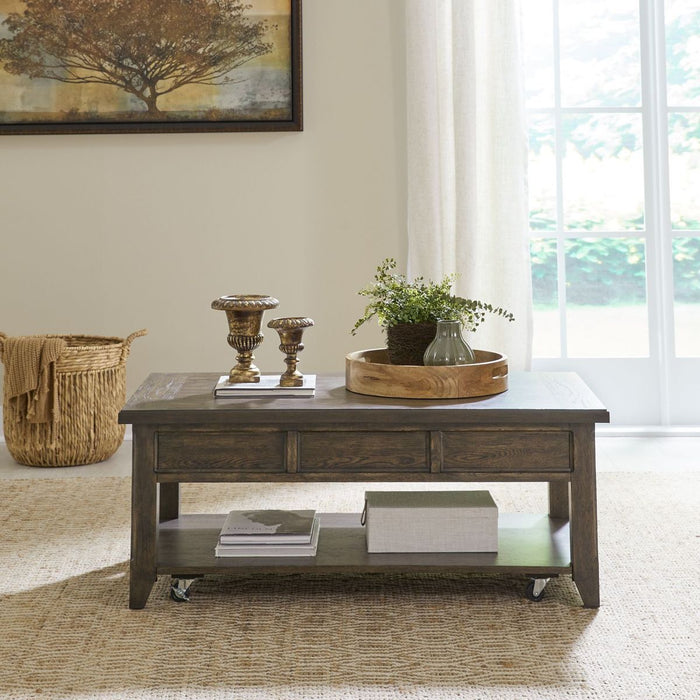 Liberty Furniture Paradise Valley Lift Top Cocktail Table in Saddle Brown image