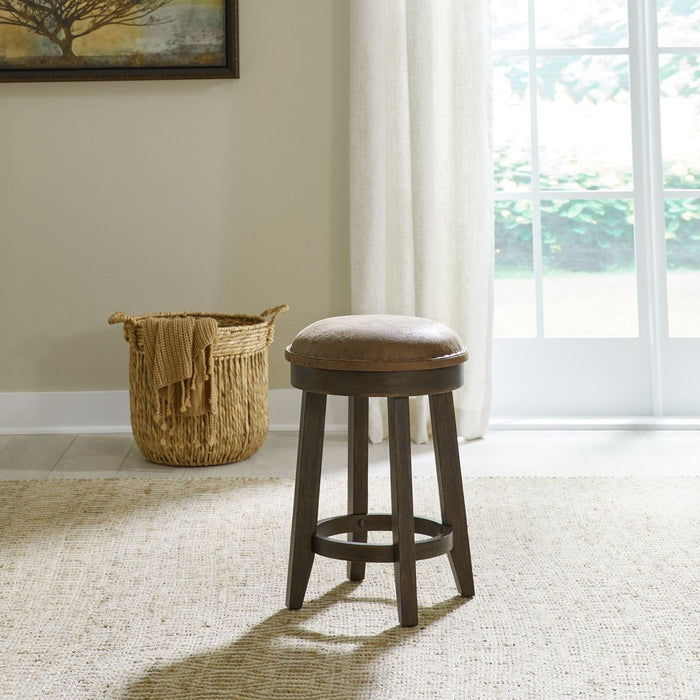 Liberty Furniture Paradise Valley Upholstered Console Stool (RTA) in Saddle Brown image