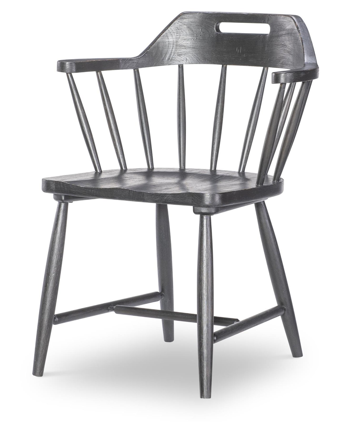 Vintage Market - Spindle Back Arm Chair With Handle Cut Out - Kettle Black