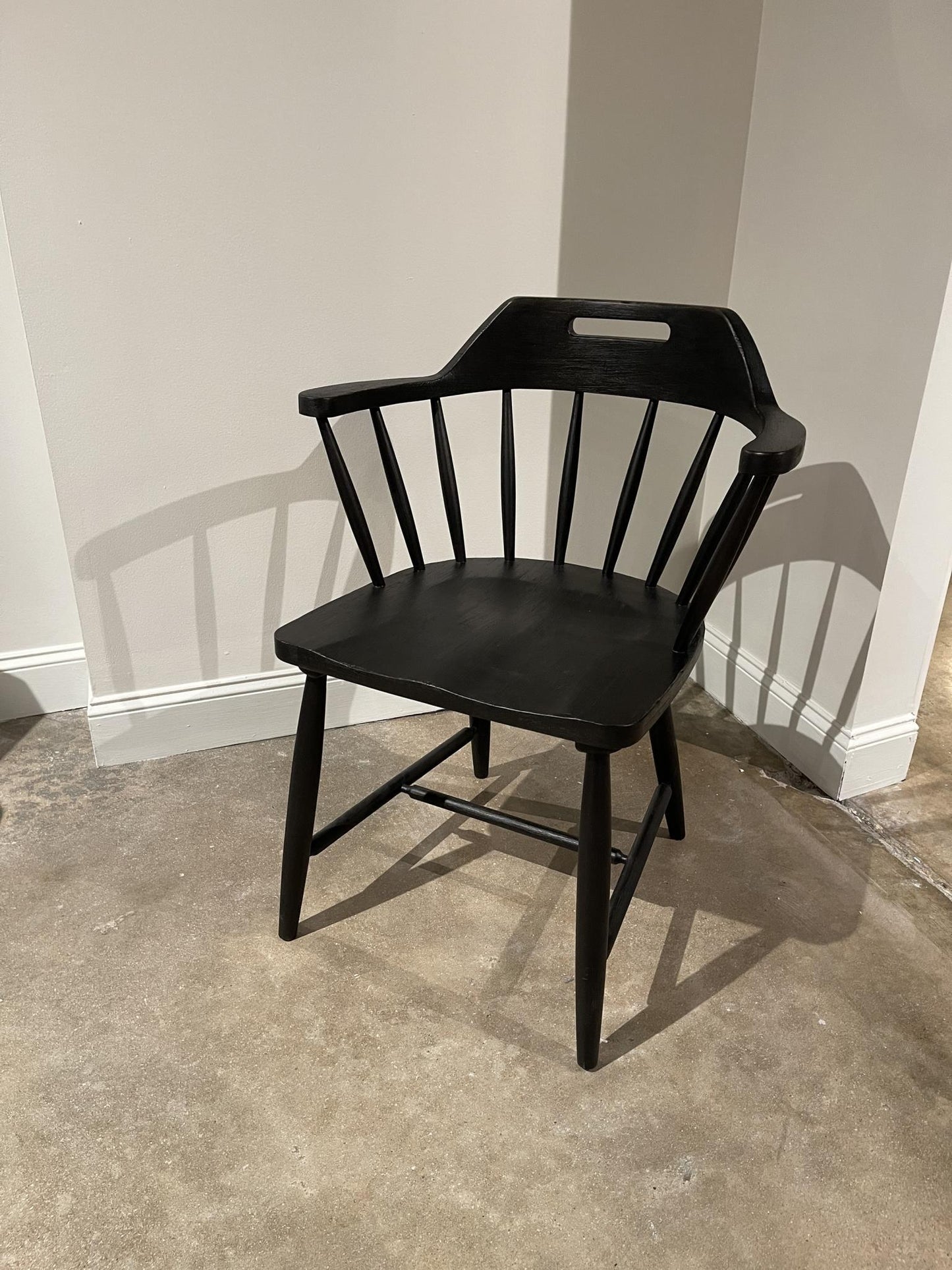 Vintage Market - Spindle Back Arm Chair With Handle Cut Out - Kettle Black