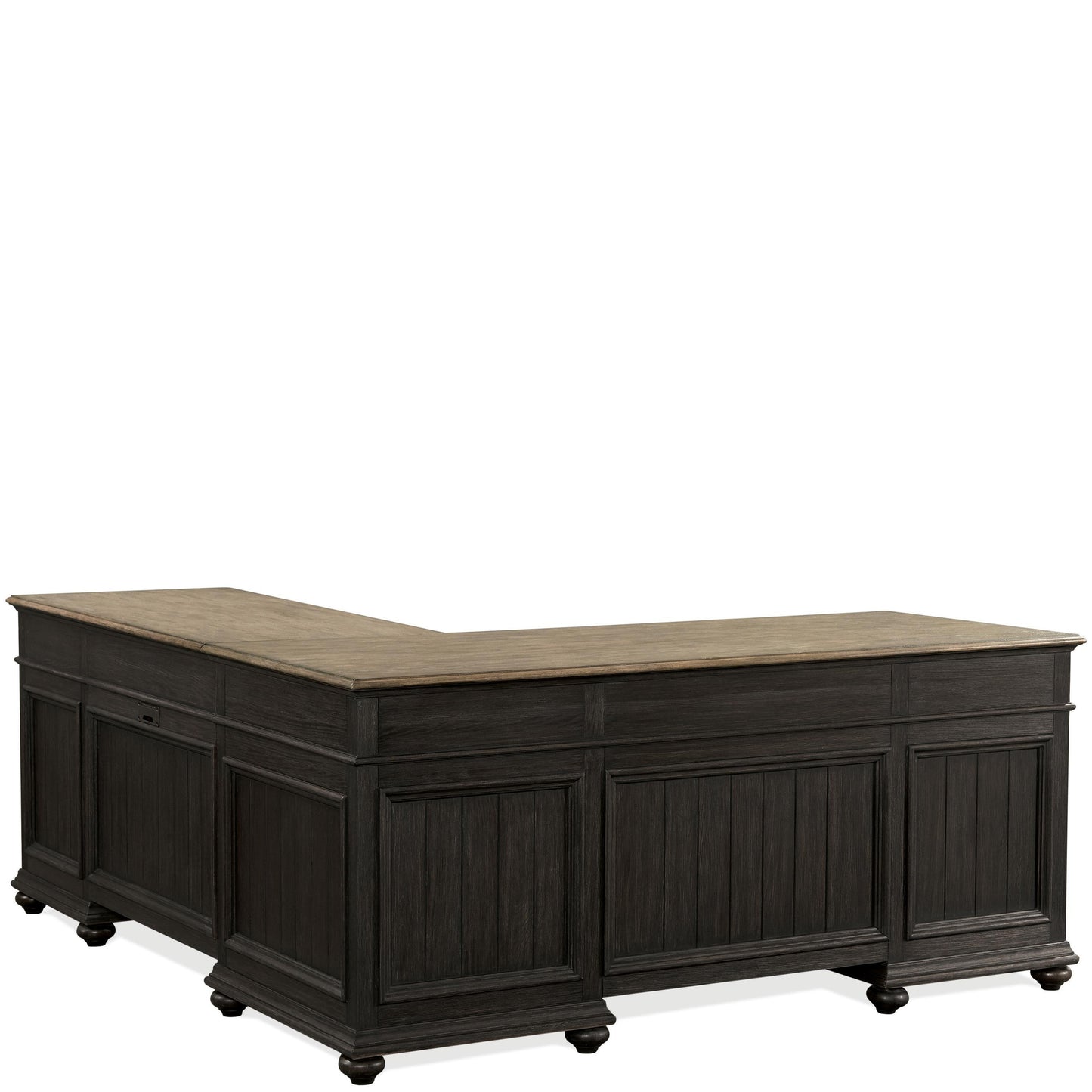 Regency - L - Desk And Return - Antique Oak / Matte Black