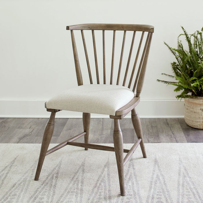 Liberty Furniture Americana Farmhouse Upholstered Seat Windsor Chair (Set of 2) in Dusty Taupe image