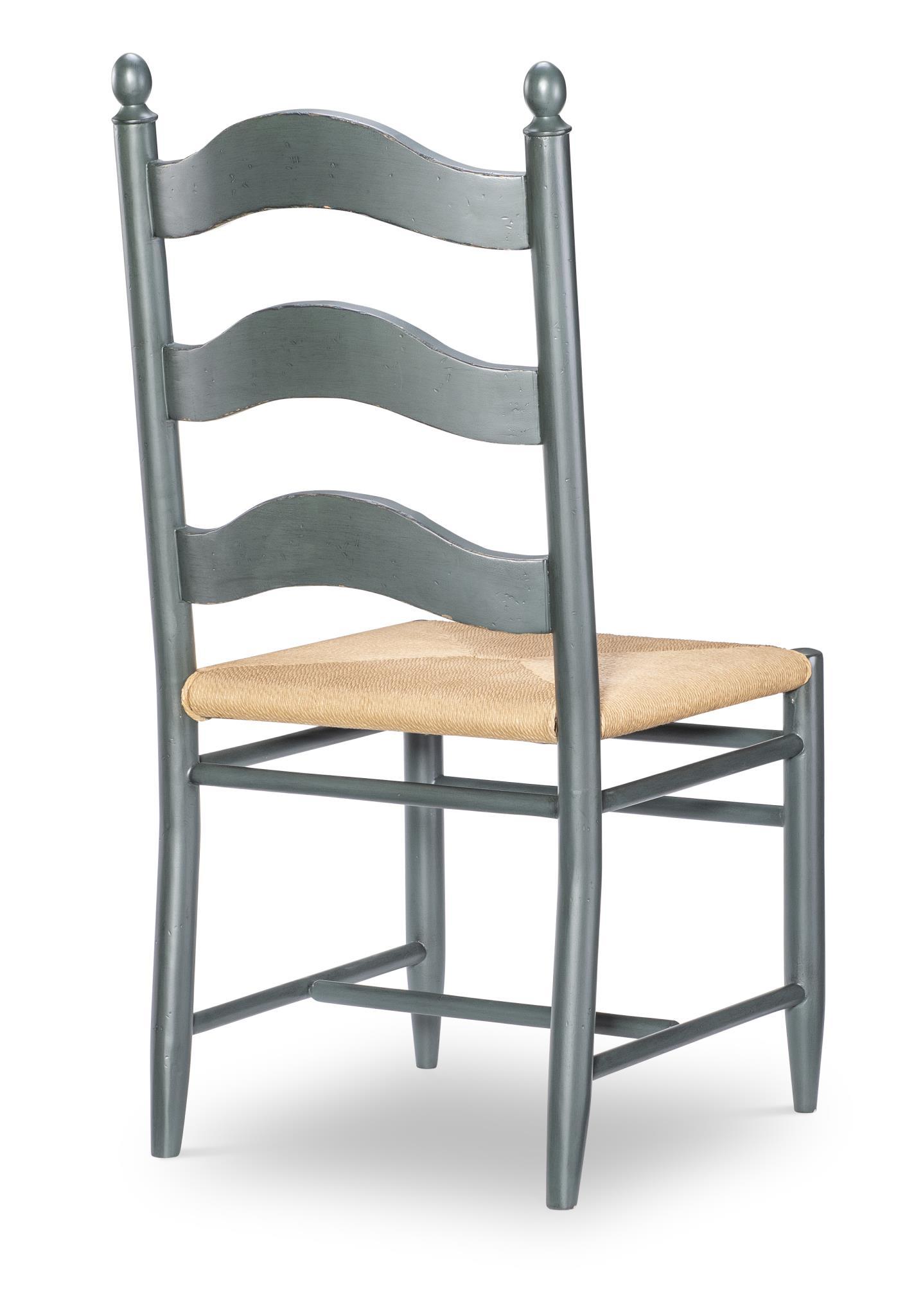 Vintage Market - Rush Seat Ladder Back Side Chair - Mallard Green