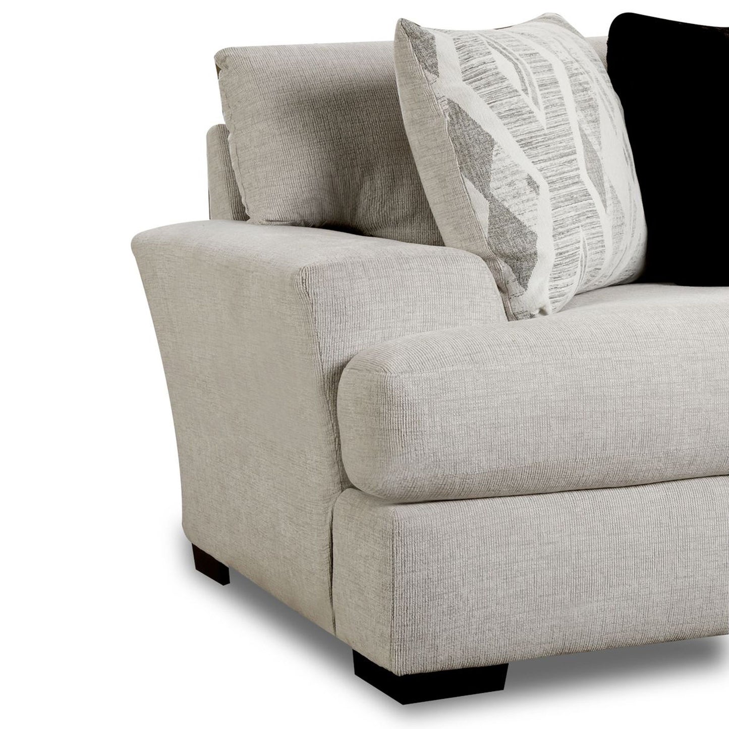 9010 - Sofa - Fentasy Silver With 2 Pillows Naples Black, 2 Pillows Exotica Birch