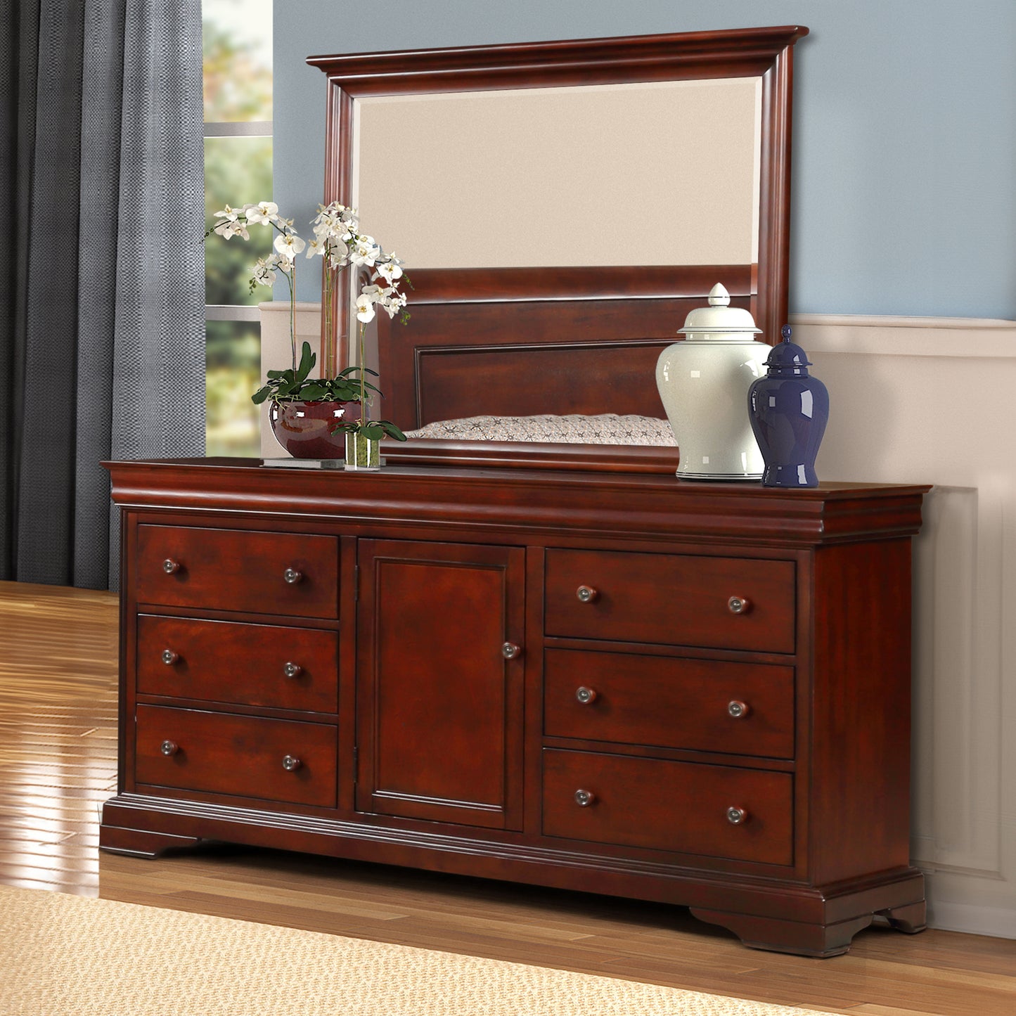 Versailles - Dresser & Mirror - Dark Brown