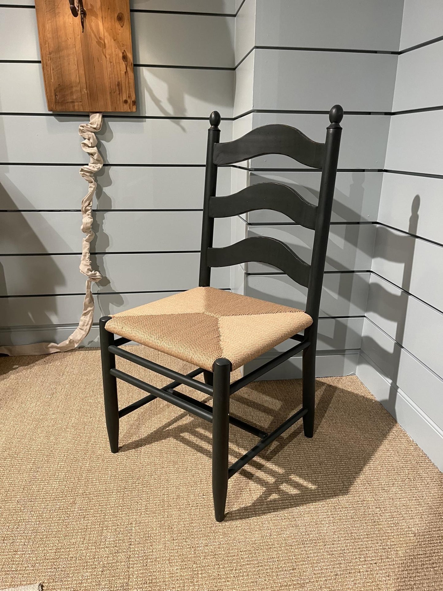 Vintage Market - Rush Seat Ladder Back Side Chair - Mallard Green