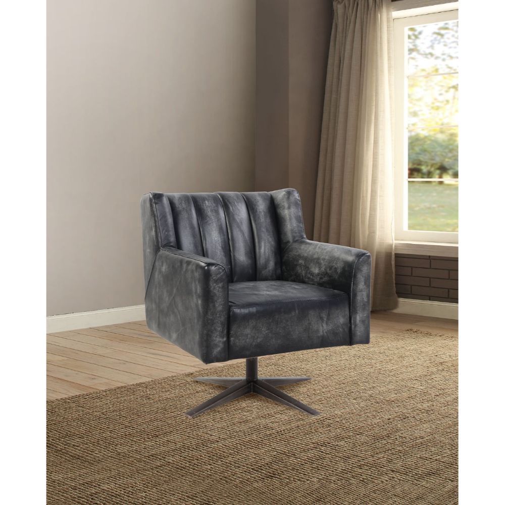 Brancaster - Office Chair - Vintage Black Top Grain Leather