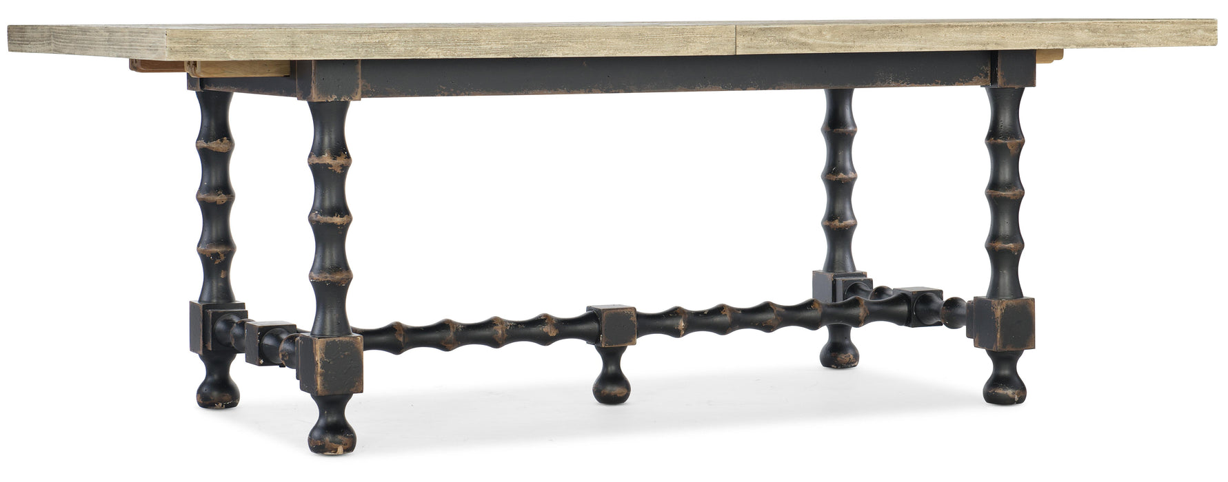 Ciao Bella 84in Trestle Table w/ 2-18in Leaves-Flaky White/Black