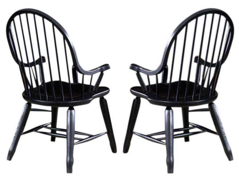 Liberty Furniture Treasures Bow Back Arm Chair in Black (Set of 2)