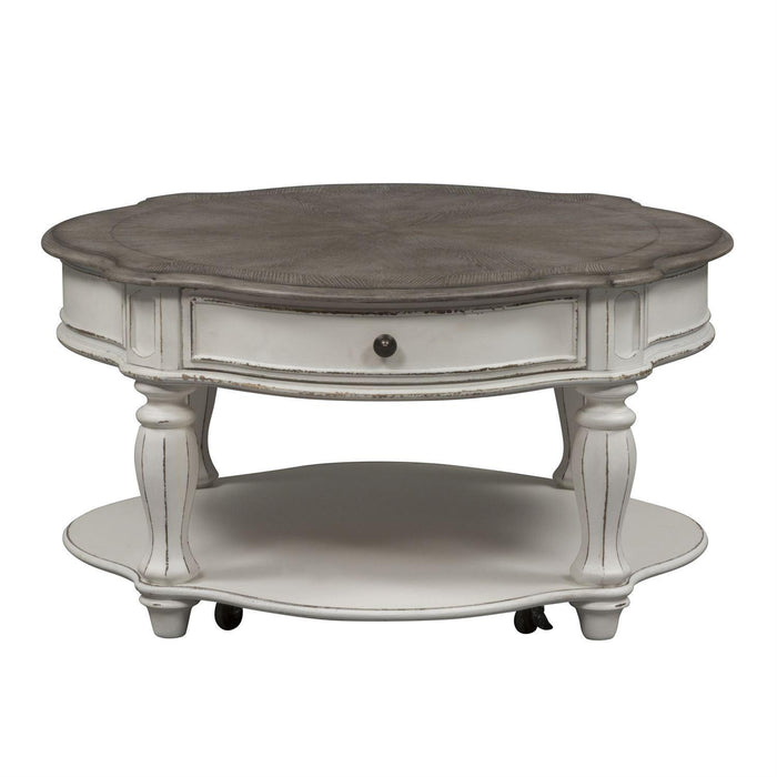 Liberty Magnolia Manor Round Cocktail Table in Antique White