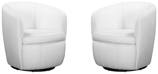 Barolo - 100% Italian Leather Swivel Club Chair (Set of 2)