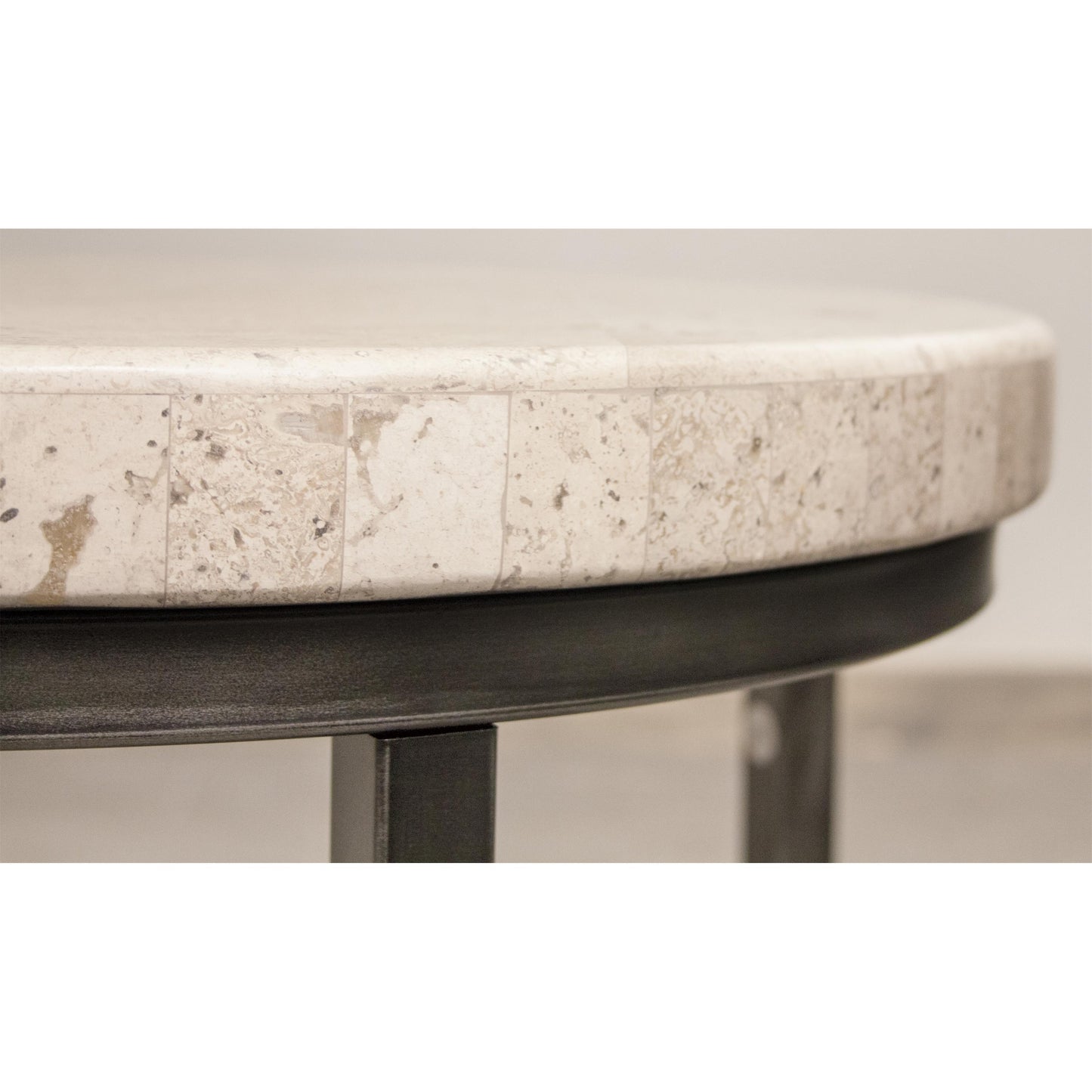 Capri - Round End Table - Alabaster Travertine