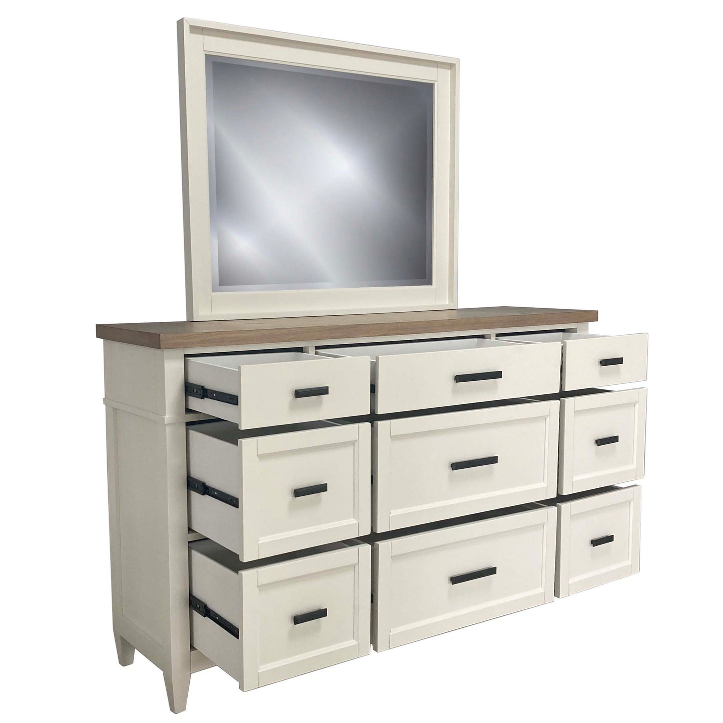 Americana Modern Bedroom - 9 Drawer Dresser And Mirror - Cotton