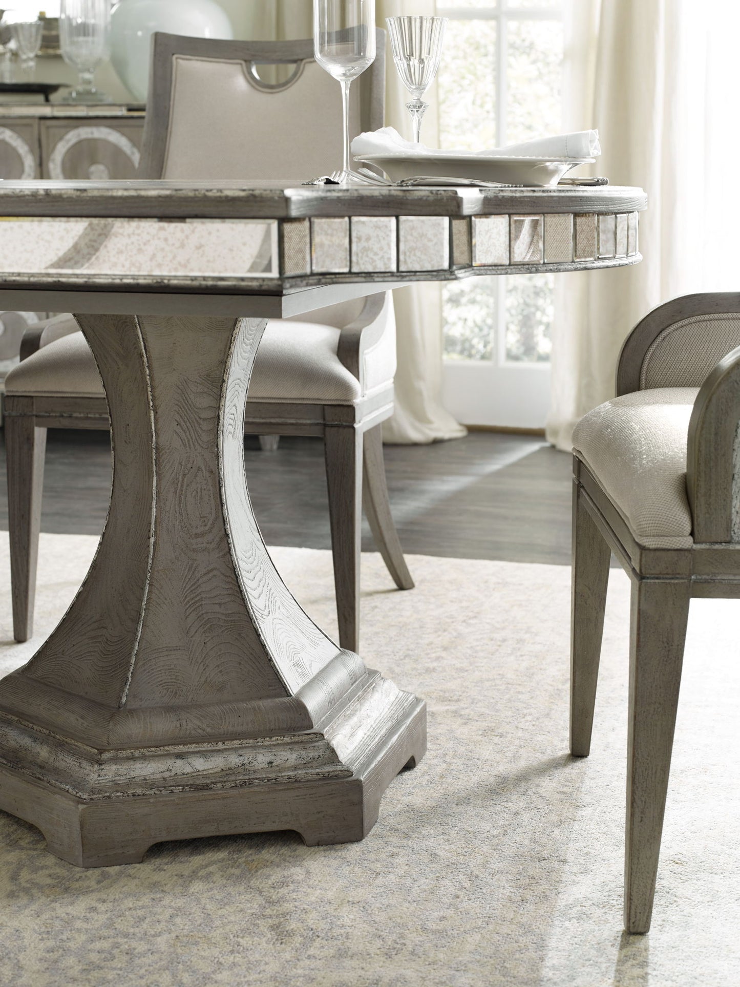 Sanctuary - Rectangle Dining Table With 2-20" Leaves - Pearl Silver