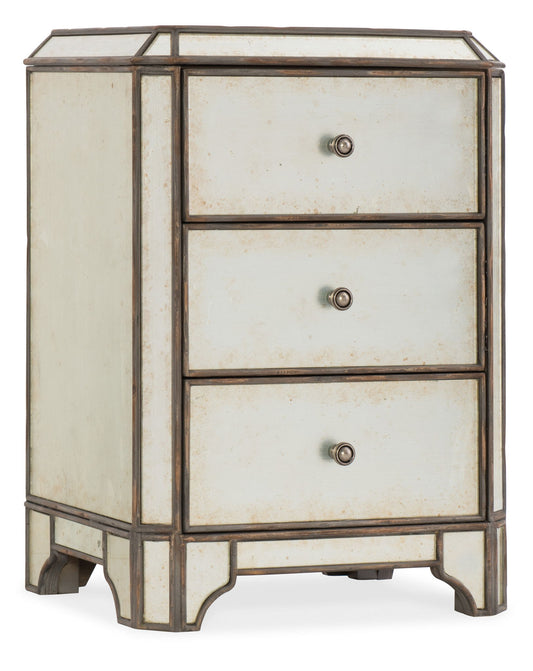 Arabella - Mirrored 3-Drawer Nightstand - Beige
