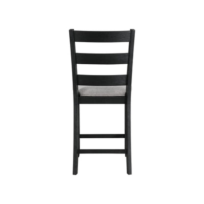 Martin - Counter Side Chair With Grey Fabric (Set of 2) - Black Finish