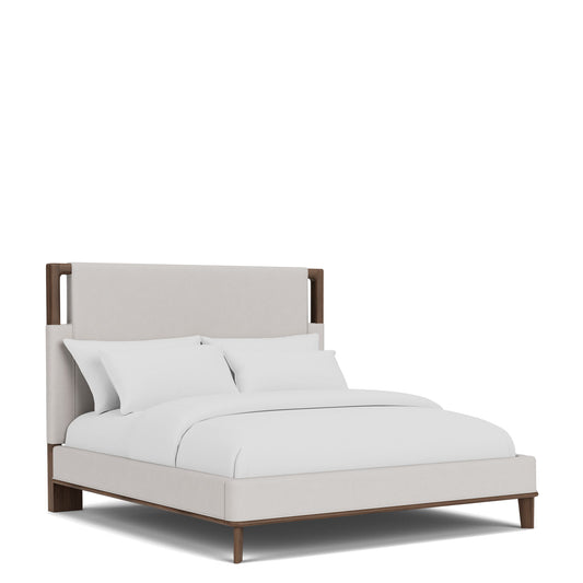 Delia - Queen Upholstered Bed - Nouveau Walnut / Beige