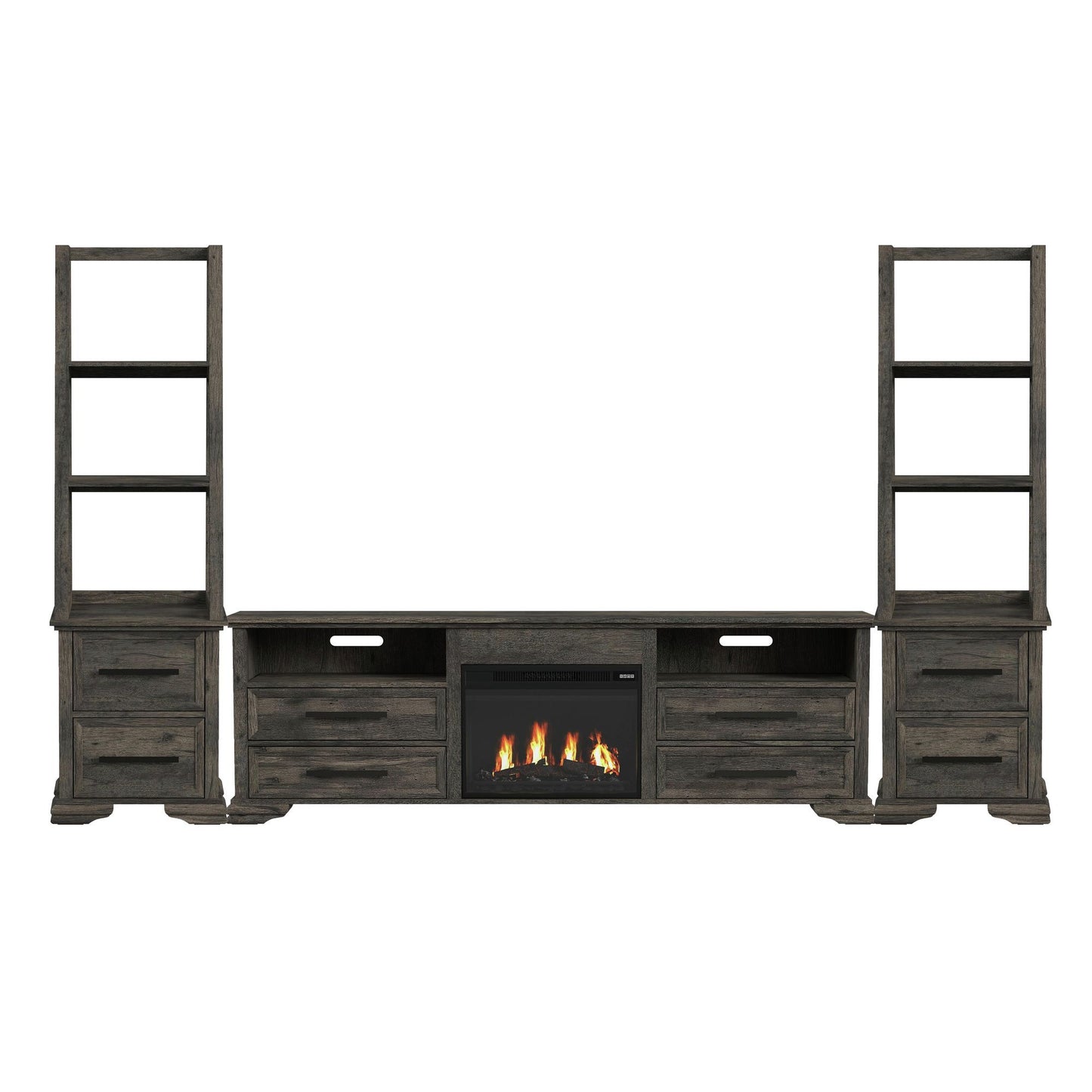 Park Ridge - 4 Piece Entertainment Unit With 82'' TV Console - Charcoal