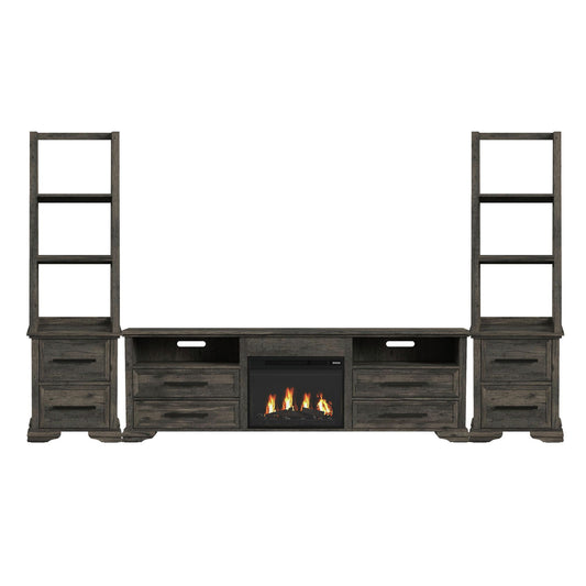 Park Ridge - 4 Piece Entertainment Unit With 82'' TV Console - Charcoal