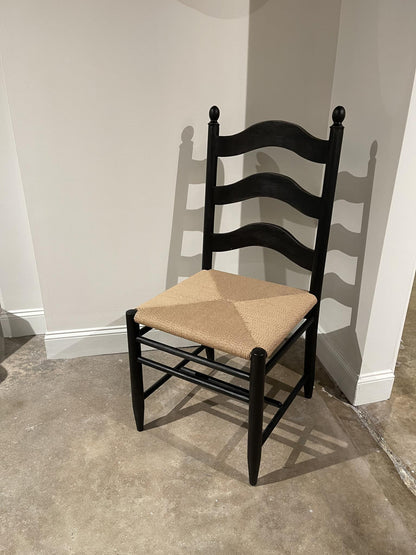 Vintage Market - Rush Seat Ladder Back Side Chair - Kettle Black