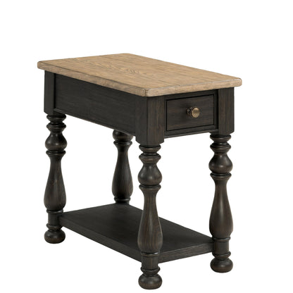 Barrington Two Tone - Chairside Table - Antique Oak / Matte Black