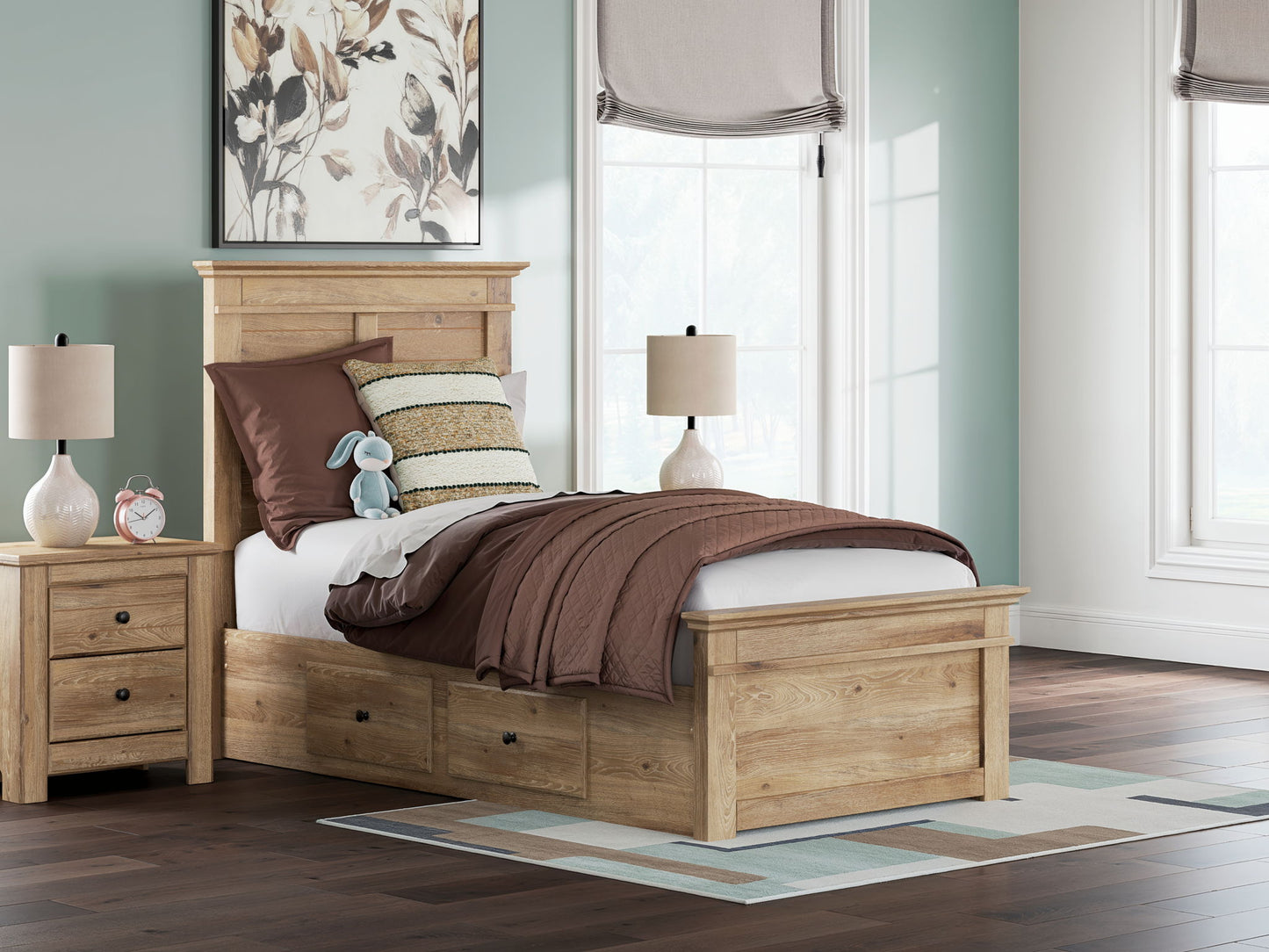 Makidern - Panel Storage Bed With Under Bed Storage Unit