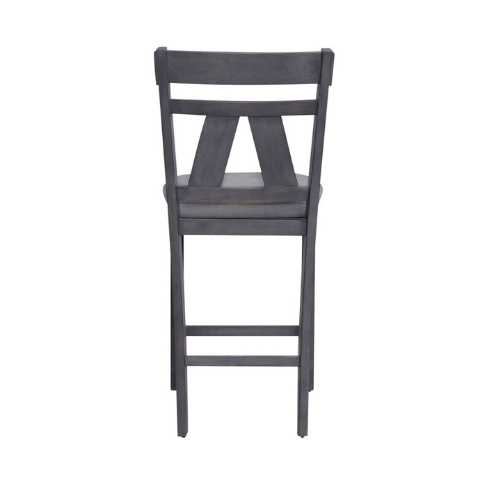 Liberty Furniture Lawson Splat Back Counter Chair (Set of 2) in Weathered Gray