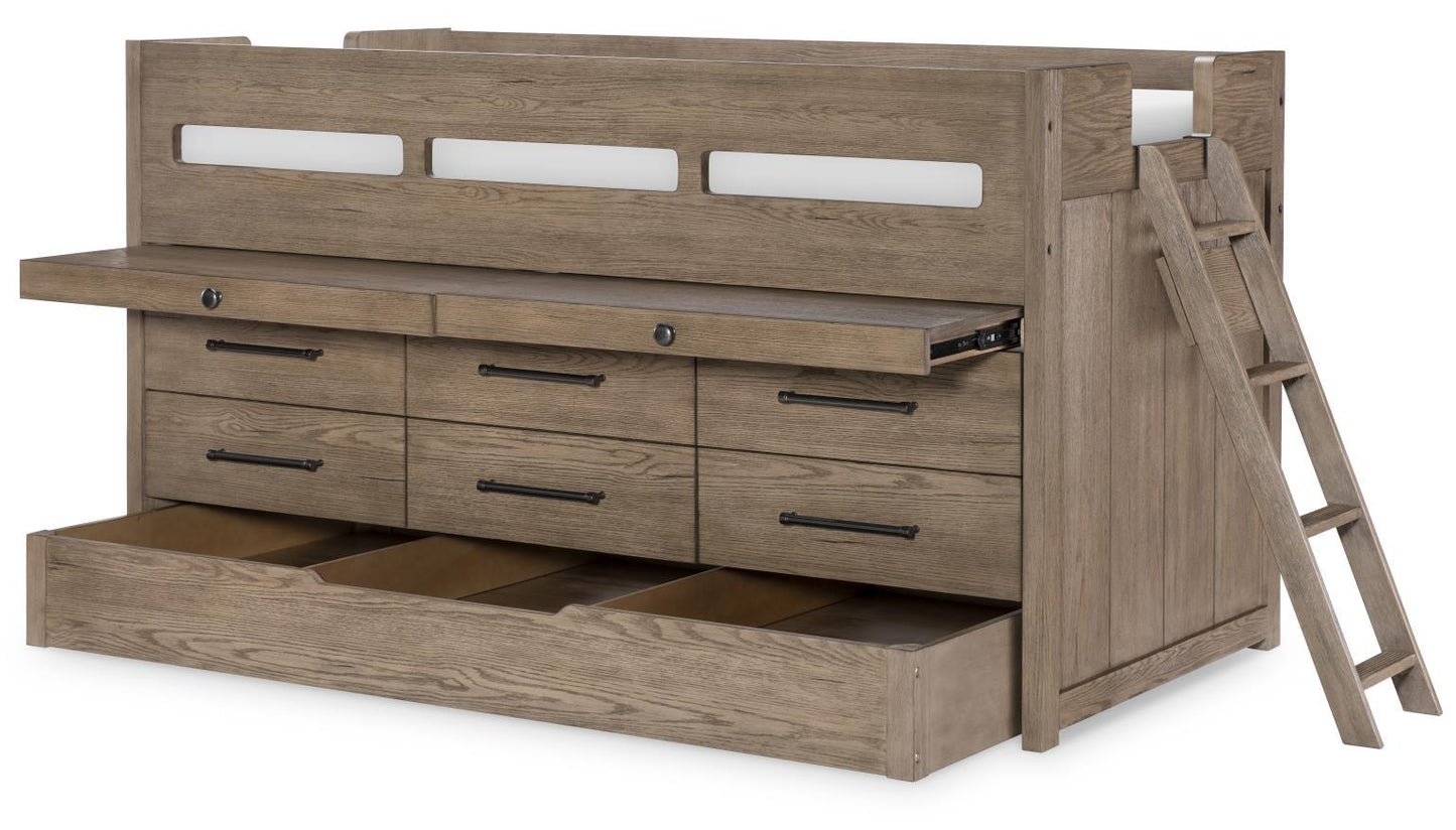 Wyatt - Complete Captains Bed With Trundle Twin - Weathered Stone