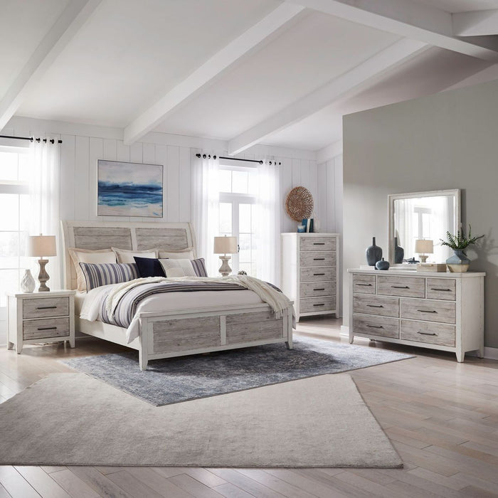 Liberty Furniture Backroads Nightstand w/ Charging Station in Weathered White/Parchment Brown