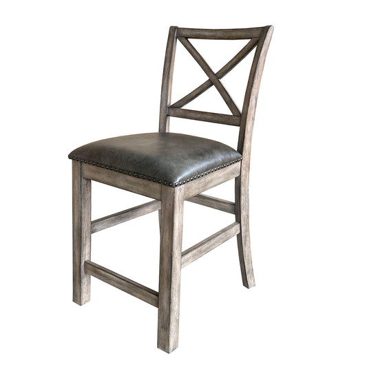 Lodge Dining - Upholstered “X” Back Counter Chair (Set of 2) - Siltstone