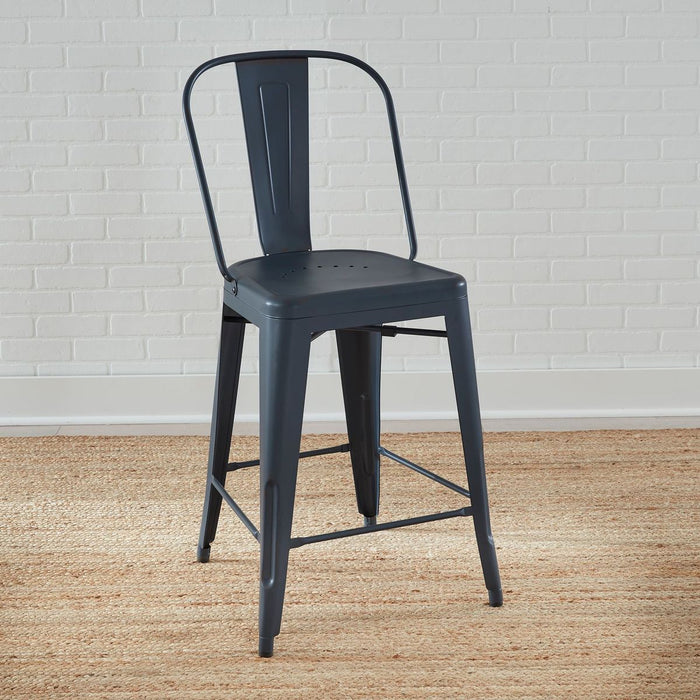 Liberty Furniture Vintage Series Bow Back Counter Chair in Navy (Set of 2)