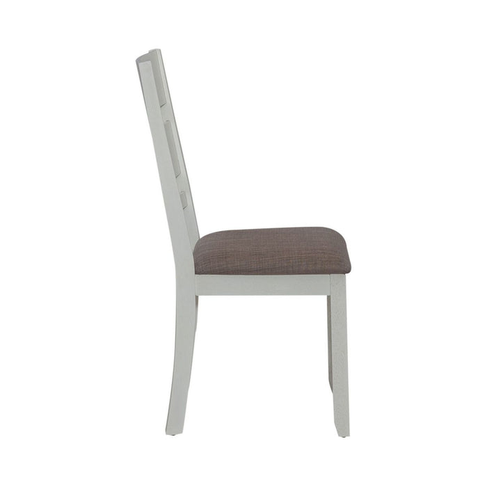 Liberty Furniture Brook Bay Slat Back Uph Side Chair (Set of 2) in Textured White