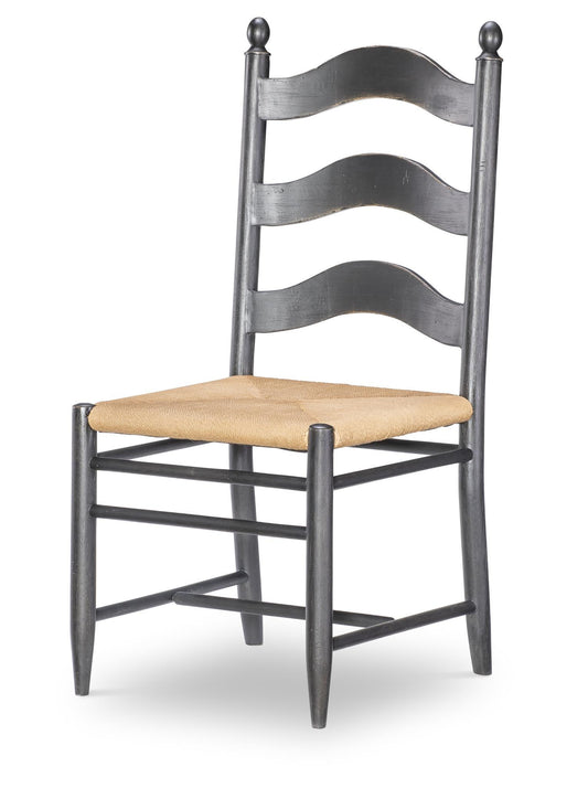 Vintage Market - Rush Seat Ladder Back Side Chair - Kettle Black