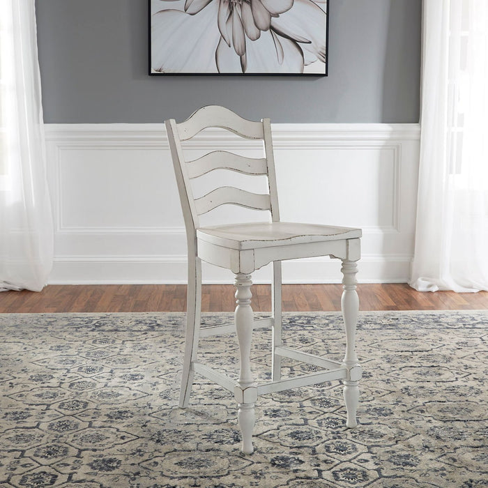 Liberty Furniture Magnolia Manor Ladder Back Counter Chair (Set of 2) in Antique White & Weathered Bark