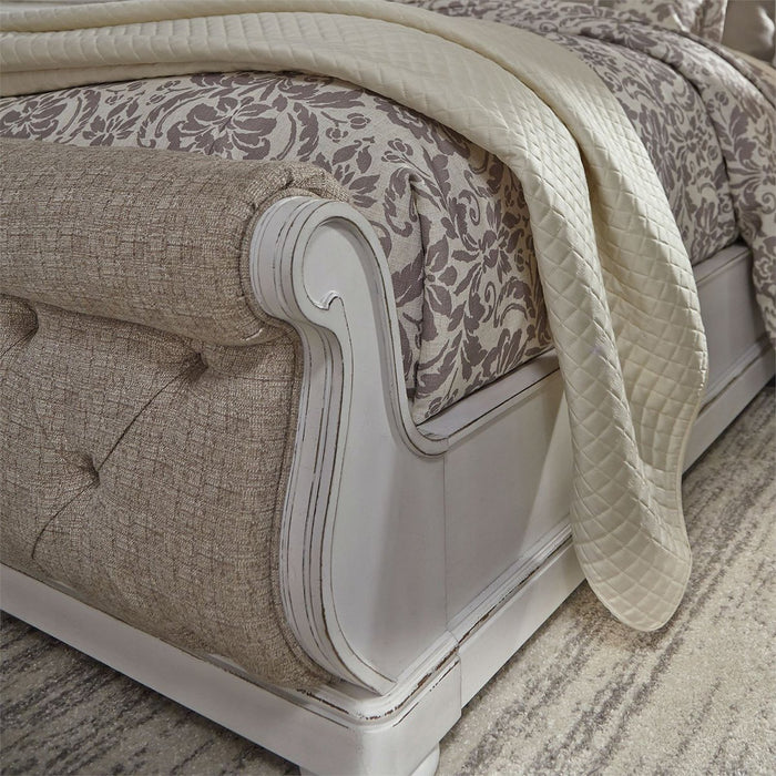 Liberty Magnolia Manor King Upholstered Sleigh Bed in Antique White