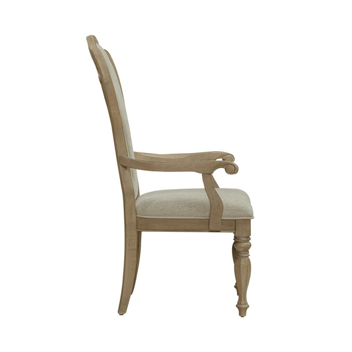 Liberty Furniture Magnolia Manor Splat Back Upholstered Arm Chair (RTA) (Set of 2) in Weathered Bisque