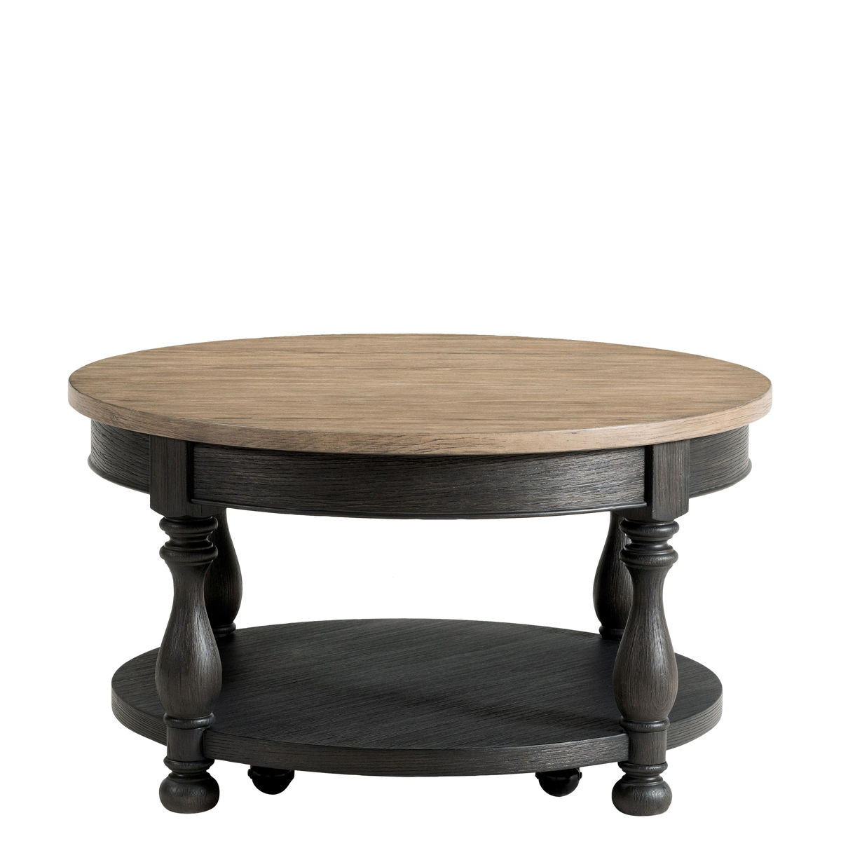 Barrington Two Tone - Round Cocktail Table - Antique Oak / Matte Black