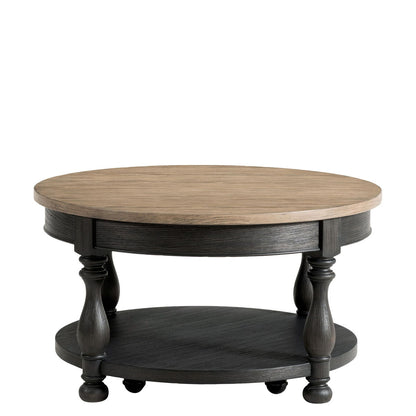 Barrington Two Tone - Round Cocktail Table - Antique Oak / Matte Black