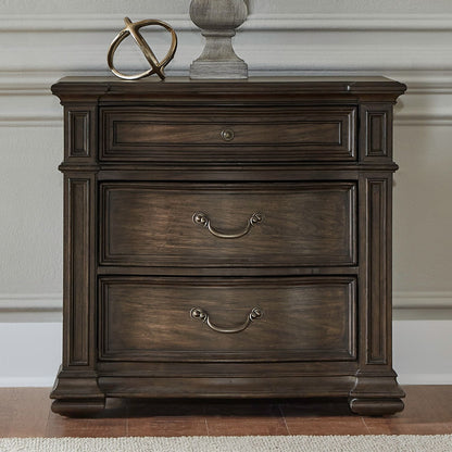 Providence Park - Bedside Chest With Charging Station - Chateau Brown