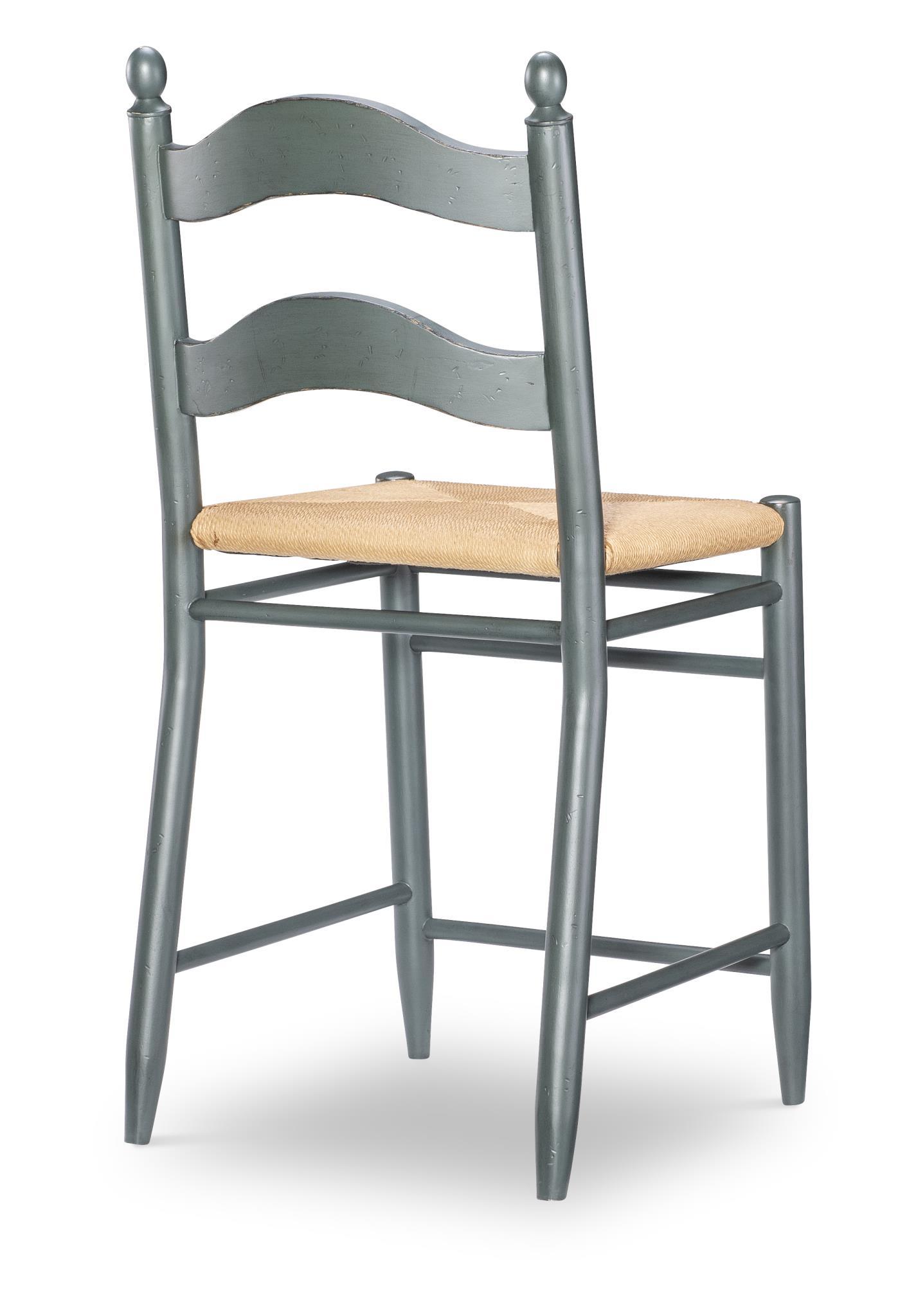 Vintage Market - Rush Seat Ladder Back Counter Height Chair - Mallard Green