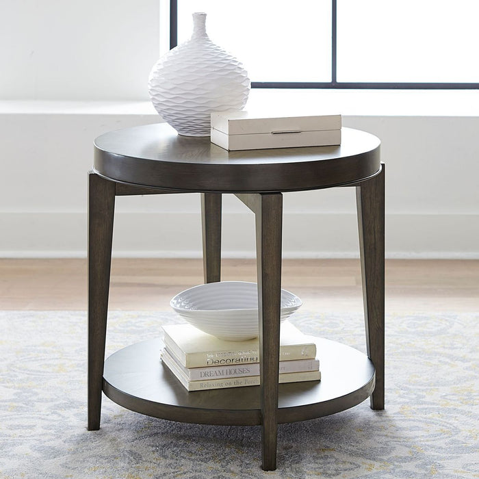 Liberty Furniture Penton Round End Table in Espresso Stone268-OT1020
