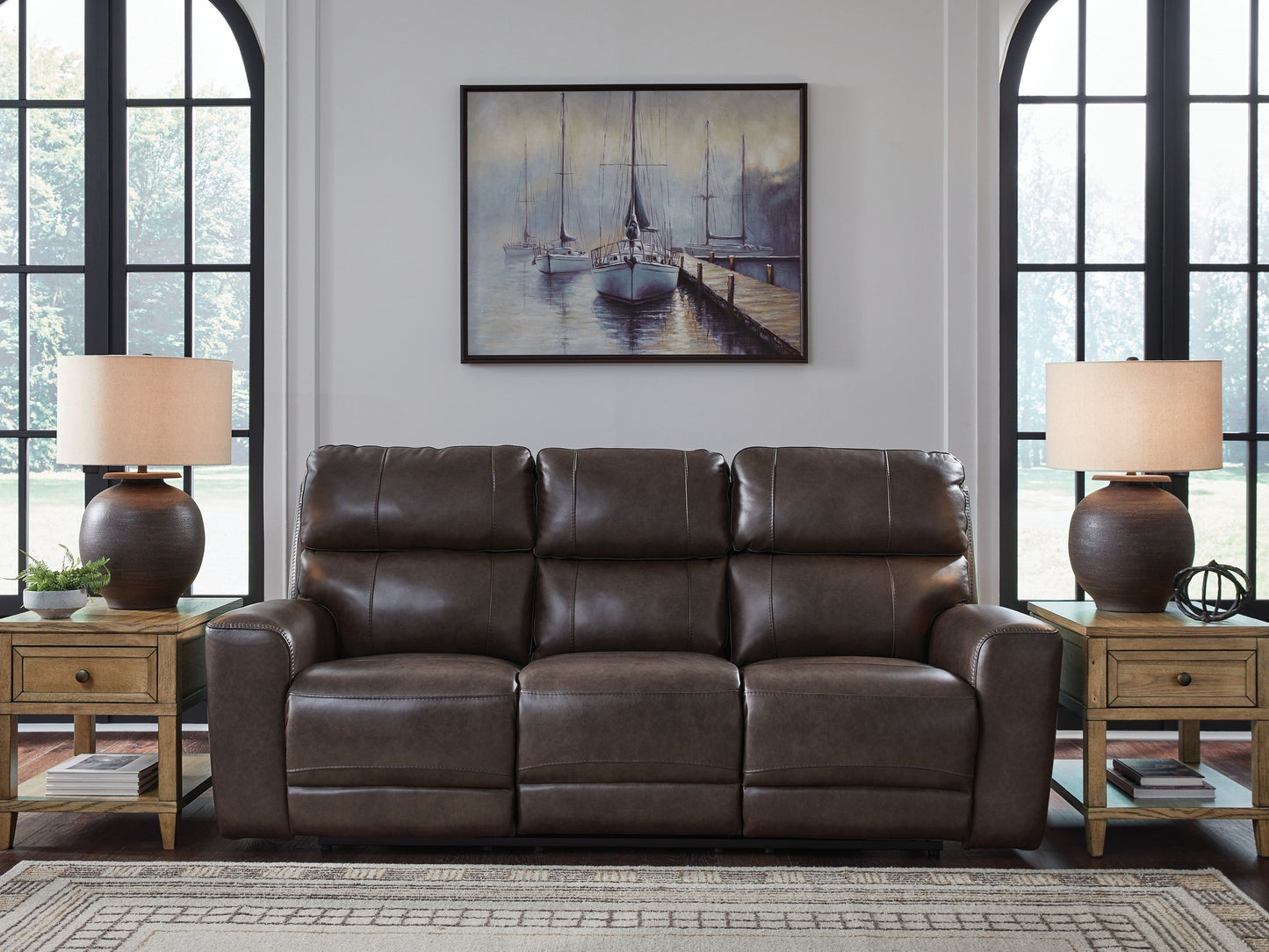 Crossplex - Power Reclining Sofa With Adjustable Headrest - Smoke