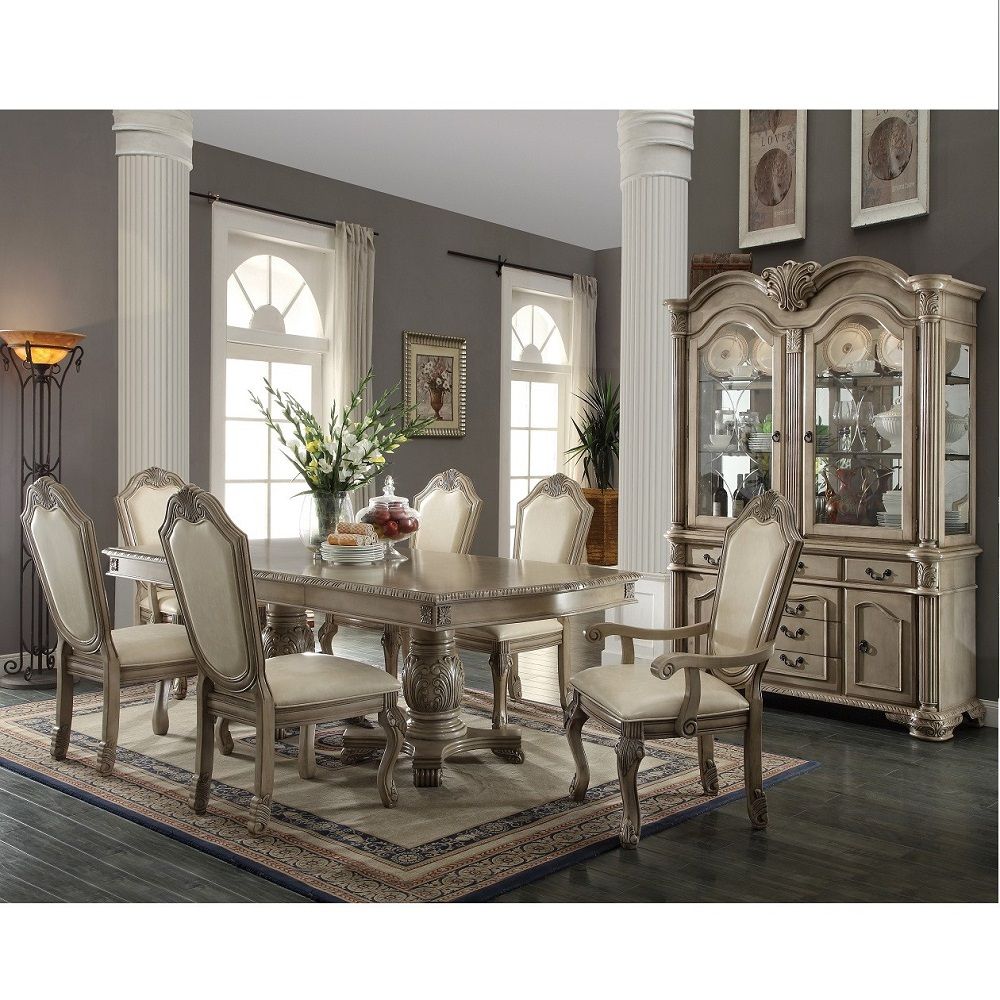 Chateau De Ville - Arm Chair (Set of 2) - Synthetic Leather & Antique White