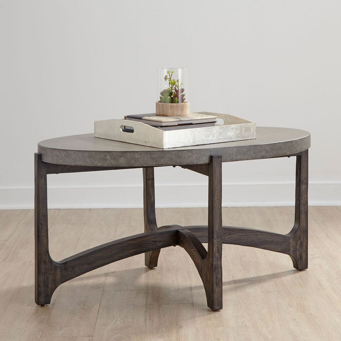 Liberty Furniture Cascade Oval Cocktail Table in Wire Brush Rustic Brown