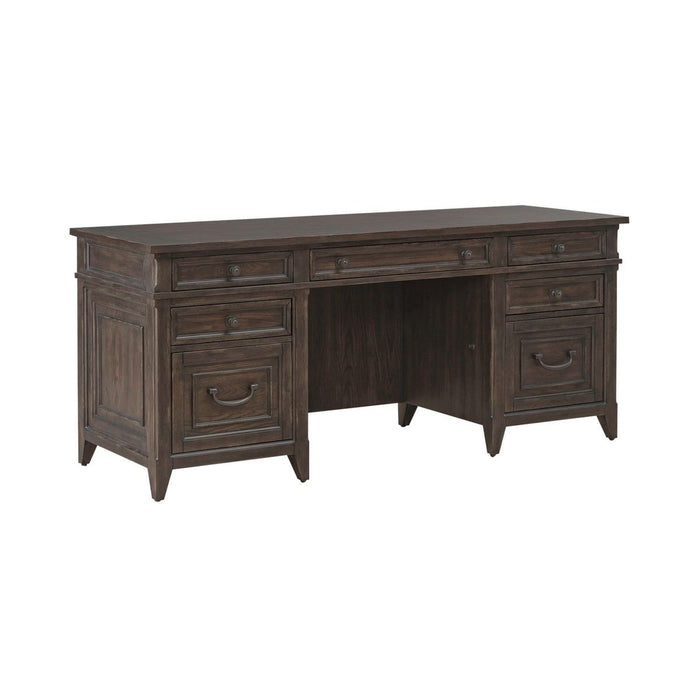Liberty Furniture Paradise Valley 5 Piece Executive Set in Saddle Brown