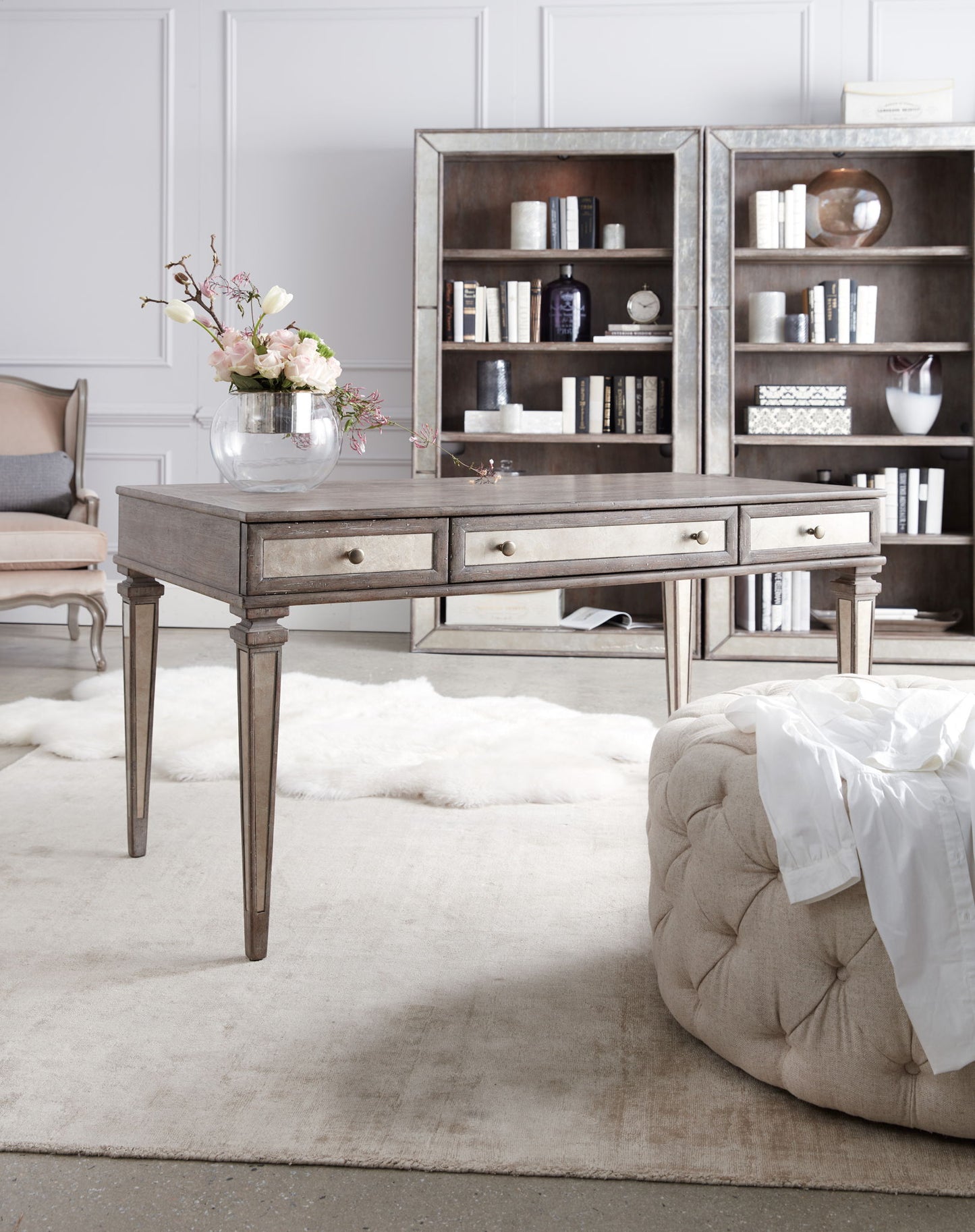Rustic Glam - Leg Desk - Dark Gray
