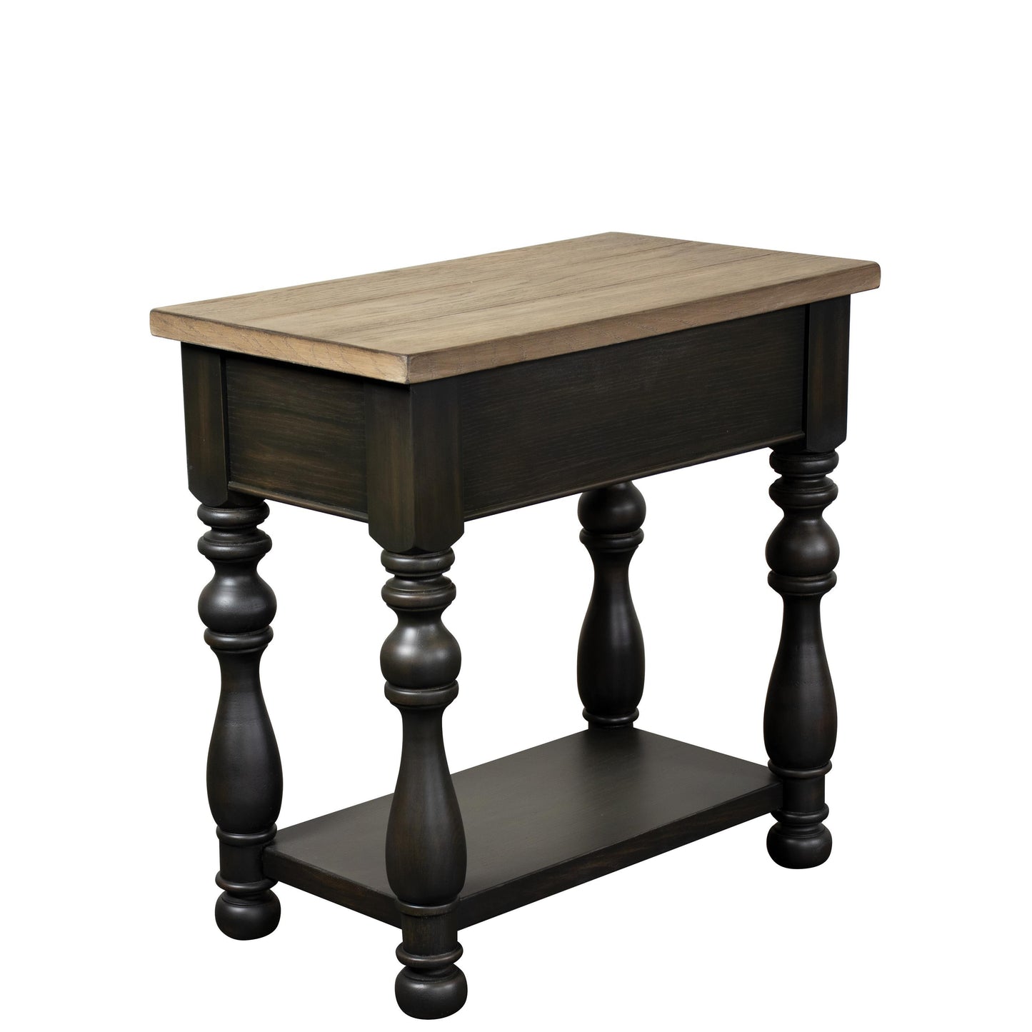 Barrington Two Tone - Chairside Table - Antique Oak / Matte Black